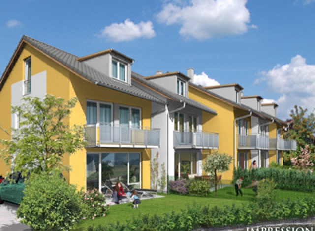 Terraced houses on an idyllic stream